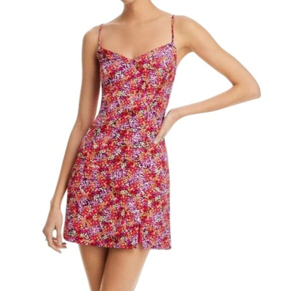 NEW French Connection Satin Mini Slip Dress Azelea Multi Size 14 - Picture 1 of 11